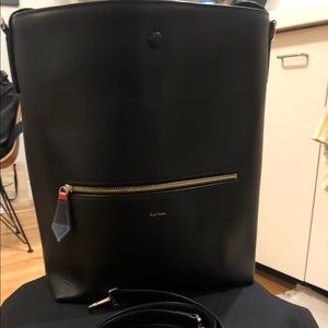 Paul Smith Black Leather Hobo with Stripe Lining